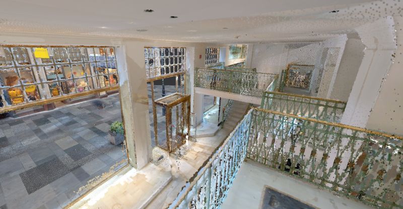 Point cloud view across the Vienna building’s connected levels