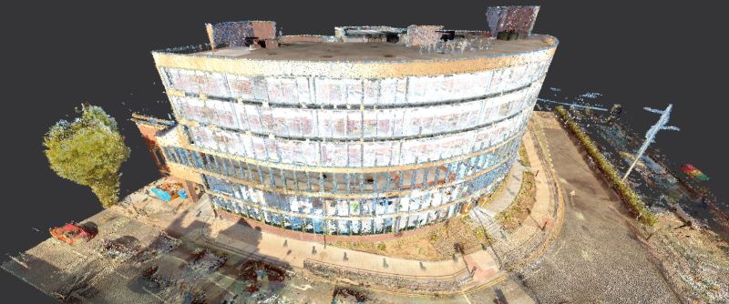 Point cloud view of the Monocle building in Hull