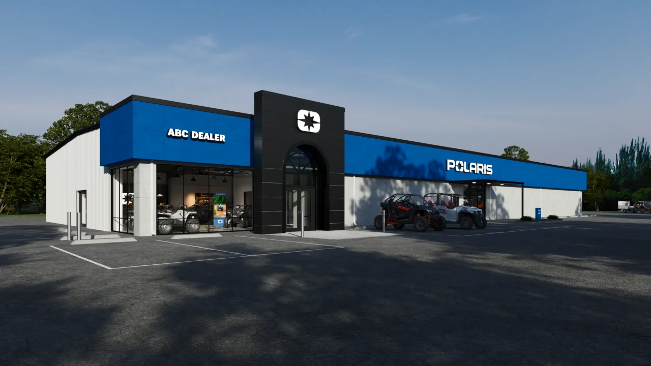 Polaris dealership exterior and brand signage